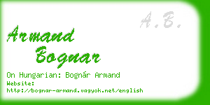 armand bognar business card